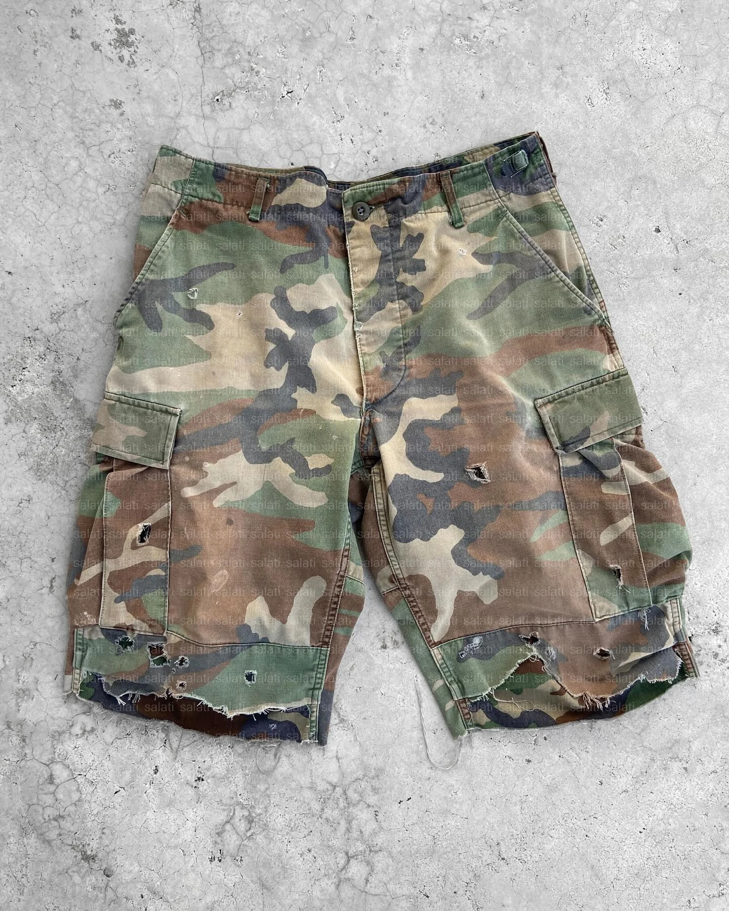 Denim Jean Short Custom Bermuda Tactical High Waist Heavy Cotton Baggy Heavyweight Oversized Camouflage Camo Cargo Short for Men gallery 7