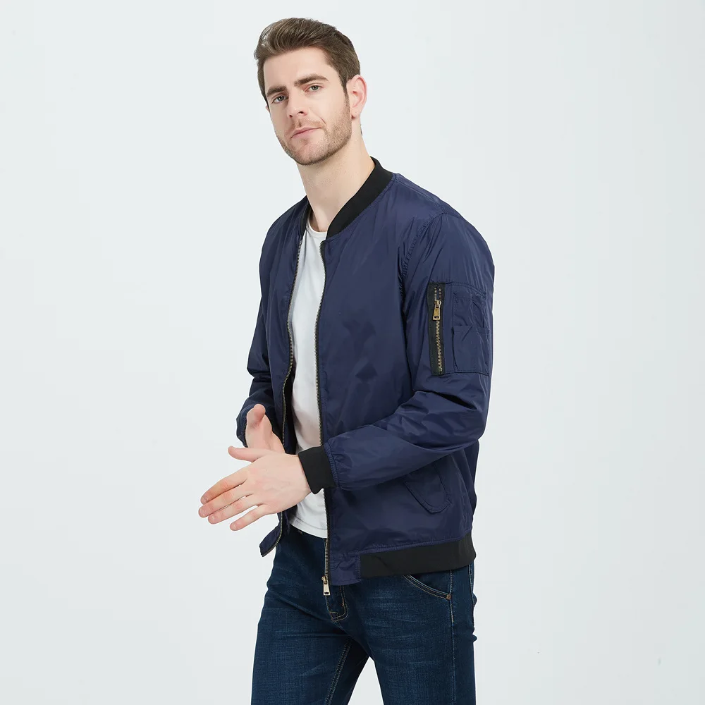 Men's Bomber Jacket Solid Colour Casual Lightweight Autumn Winter_voghion.com