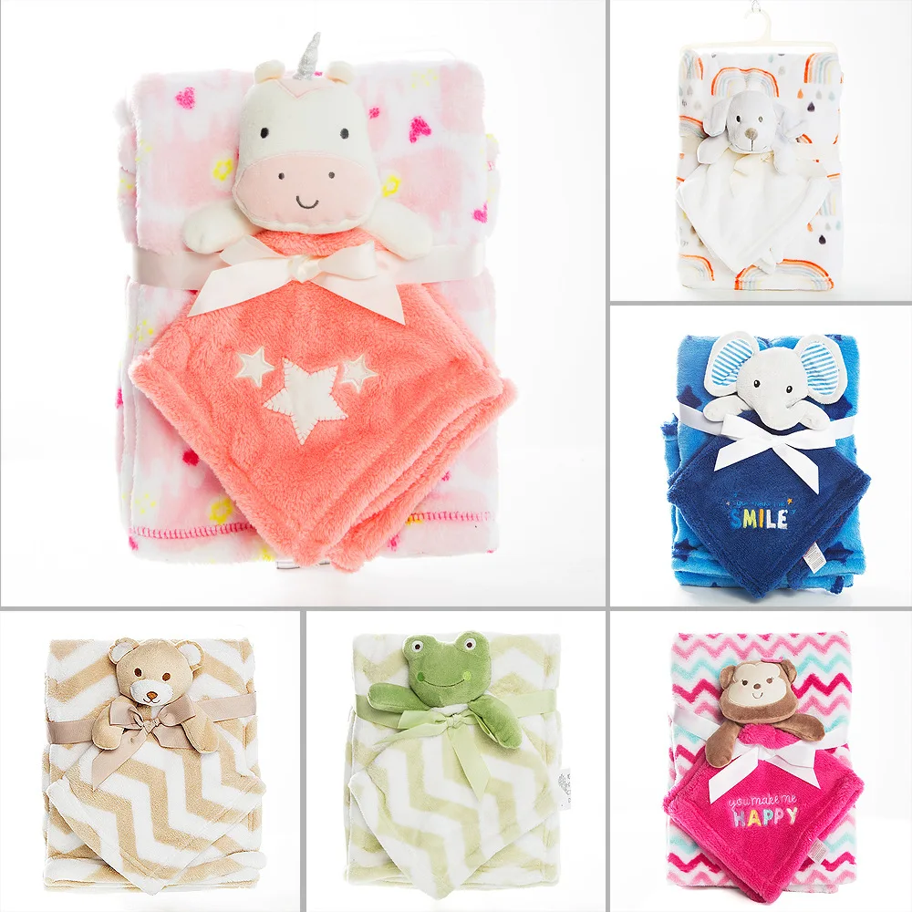 Baby Blanket Soft Cotton Newborn Clothes Wrap Set Fleece With Animal
