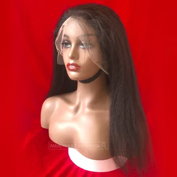 Cheap Raw Brazilian Virgin Hair 13x4 Lace Frontal Wig Kinky Straight Yaki Human Hair Wig Glueless HD Full Lace Wig for Women