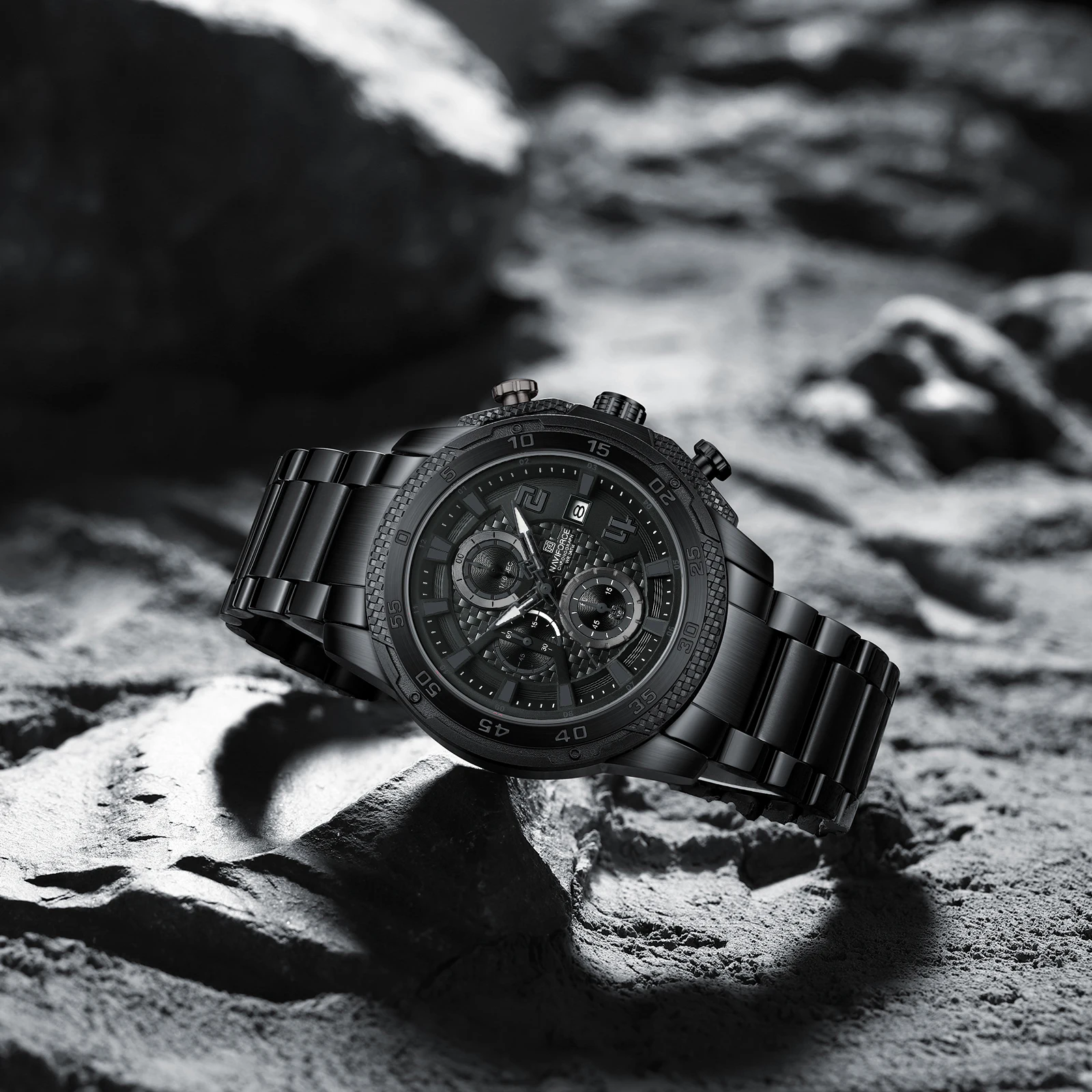 NAVIFORCE 8047 Men Watch Sport Top Brand Luxury Chronograph Date Original Wristwatch Stainless Steel Watches Quartz Male Clock