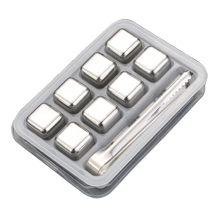 Bar Barware Cooling Ice Grains Reusable Ice Cubes Metal 304 Stainless Steel Bullet Ice Cube Set for Wine Whiskey with Custom Logo