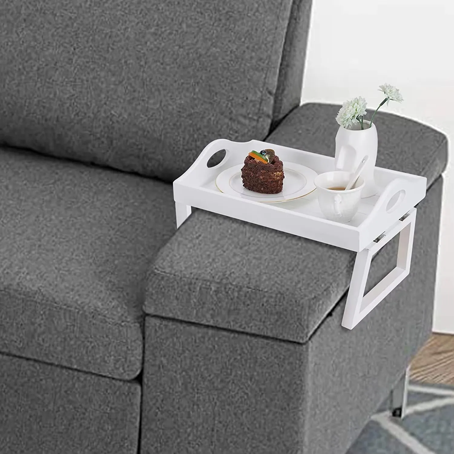product foldable sofa arm tray table wood couch armrest tray with handlessofa side table for drinks snacks couch caddy for living room-7