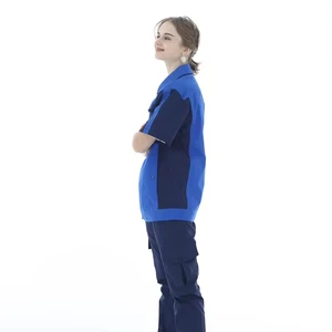Cotton Custom Design Corporate Industrial Work Uniforms Unisex Short Sleeve Flame-Retardant Breathable Work Shirts with Logo