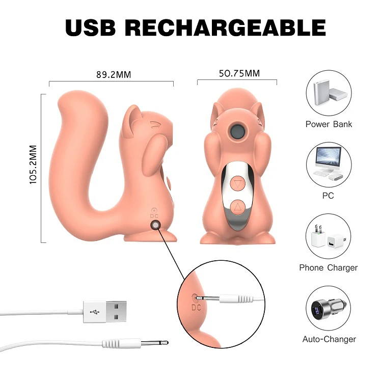 Squirrel Vibrator 10 Mode Usb Rechargeable Electric Breast Massage