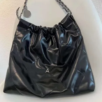High quality genuine leather bucket bag 19bag chain bag Plaid leather one-shoulder crossbody fashion ladies bags
