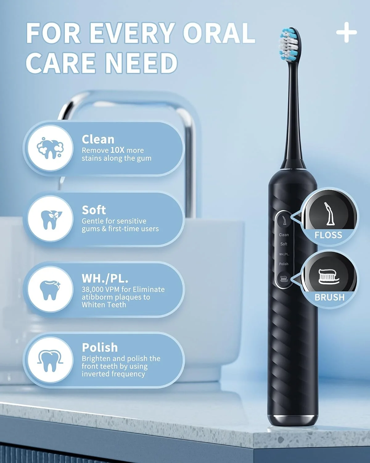 Professional Flossing Toothbrush and Water Flosser Combo 3 In1 Cordless Advanced Water Dental Flosser Dental Water Jet