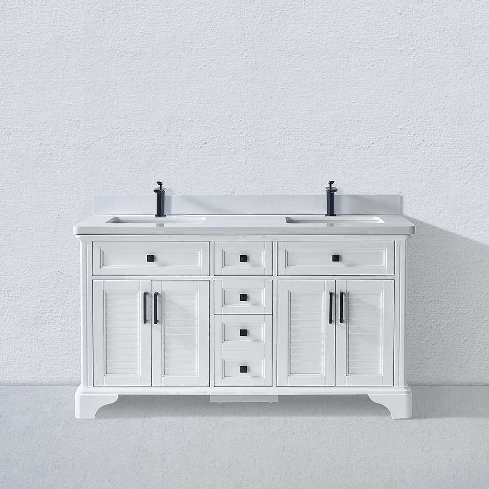 White Painted European Style Factory Directly Classic Set Double Bathroom Basin Sink For Bathroom Cabinet