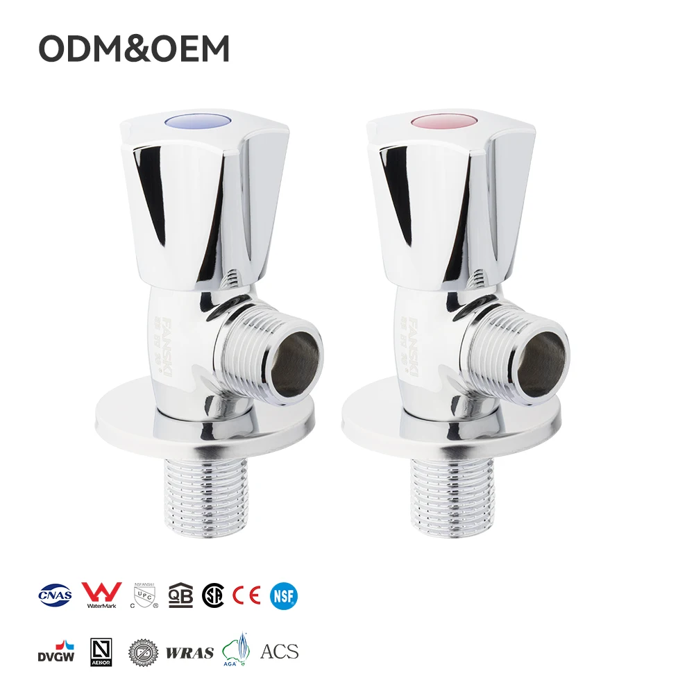FANSKI in Stock Thickening All Refined Brass Body Angle Triangle Valve Chrome Finish Hot and Cold Water Stop Valve Copper Core