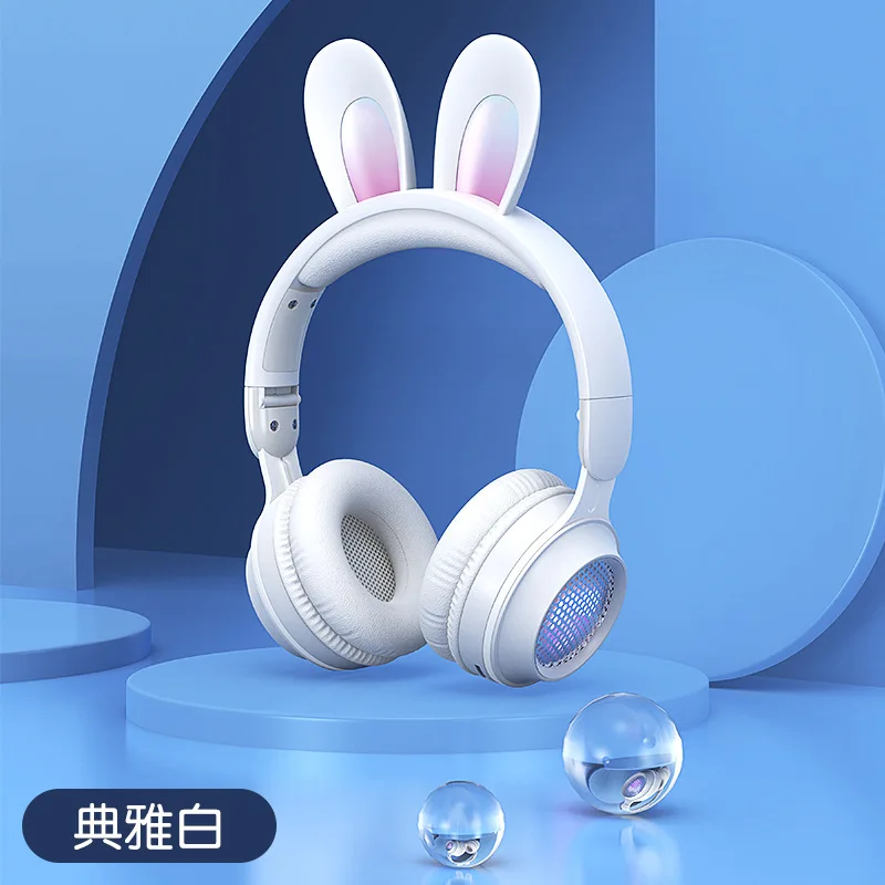 토끼 새로운 KE-01 RGB 헤드폰 토끼 귀 LED 음성 블루투스 접이식