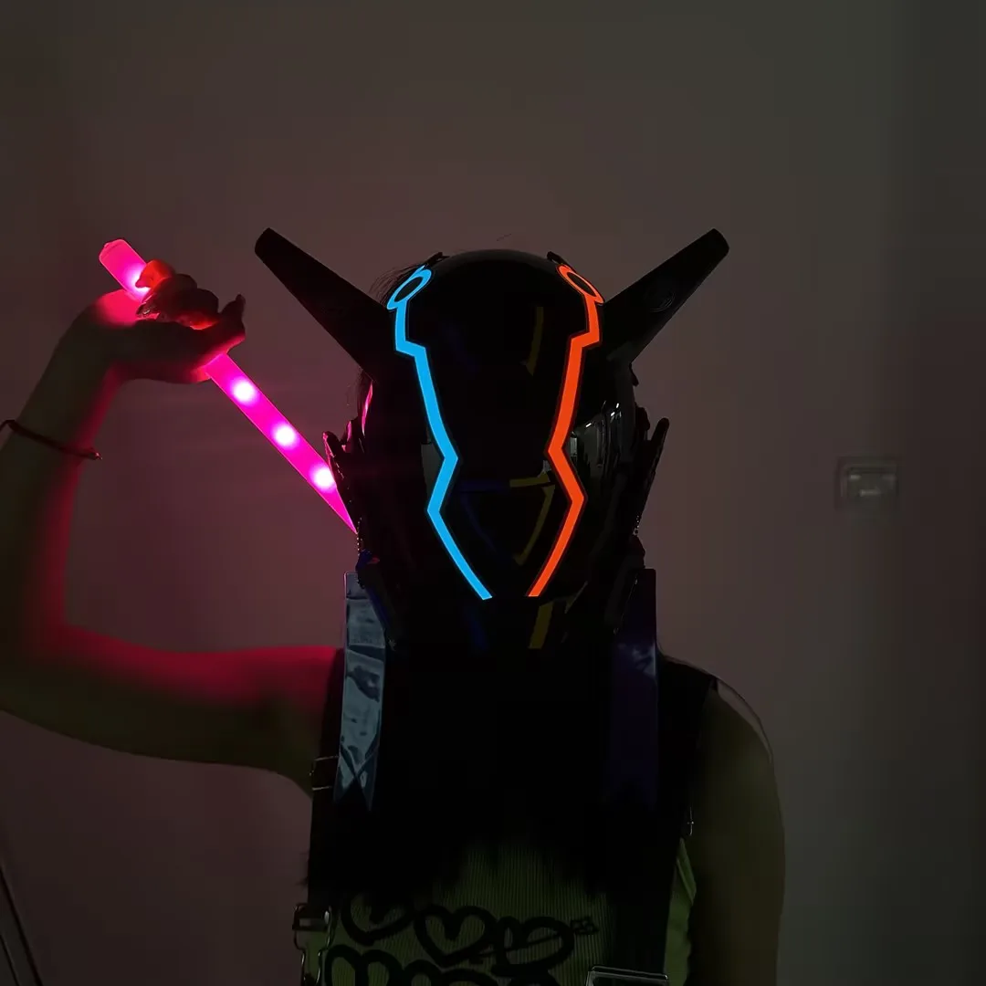 サイバーパンクスタイル LEDヘルメットマスク Sc7fe1e52f24546fa9e2c52a5f2cf4