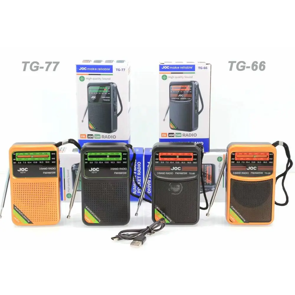 高感度JOCミニamfm swフルバンドラジオ受信機TG-66充電式モバイル