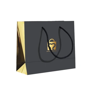 custom luxury black Clothes store retail packaging gift carry bags boutique shopping paper bags with your own logo