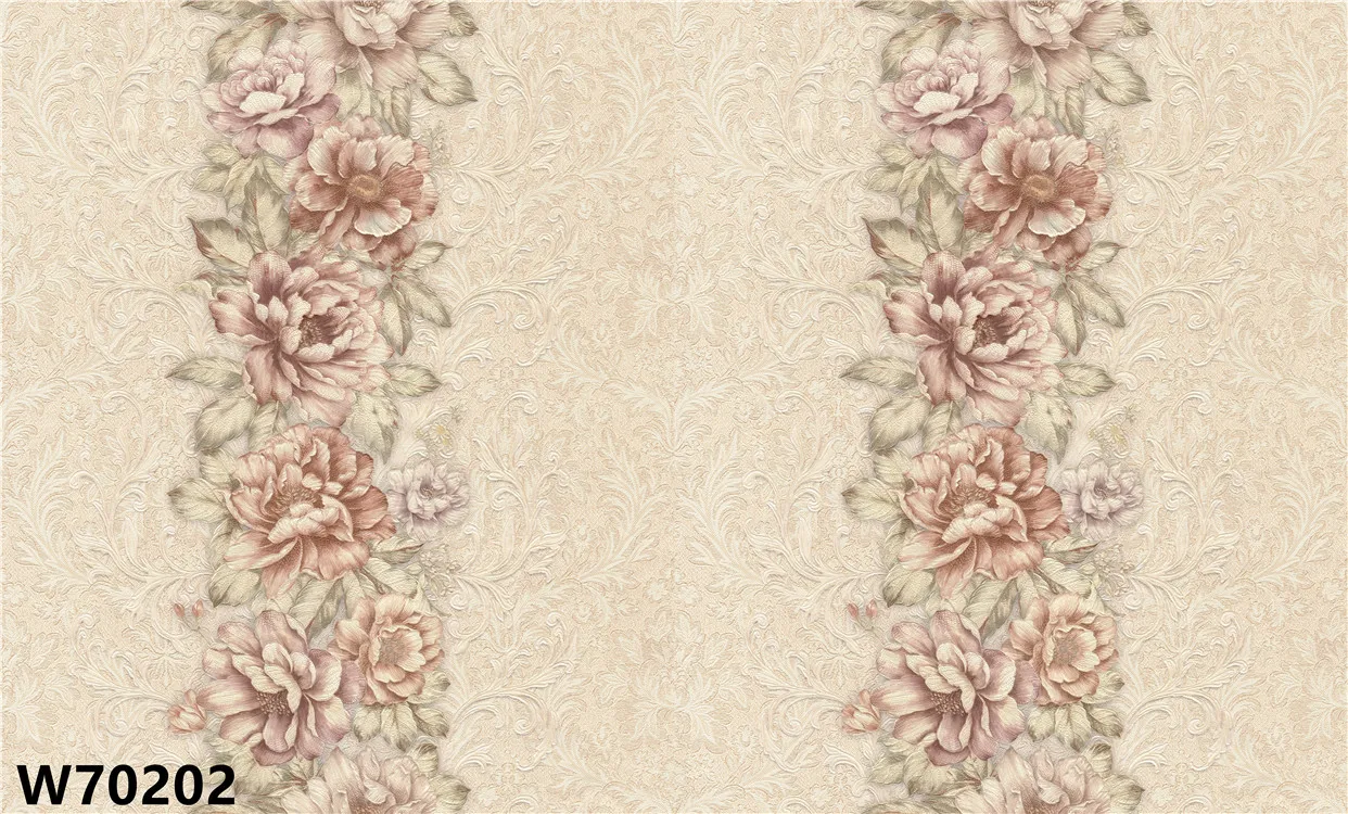 Home Interior Wall 3D PVC embossed flower Wallpaper for home walls