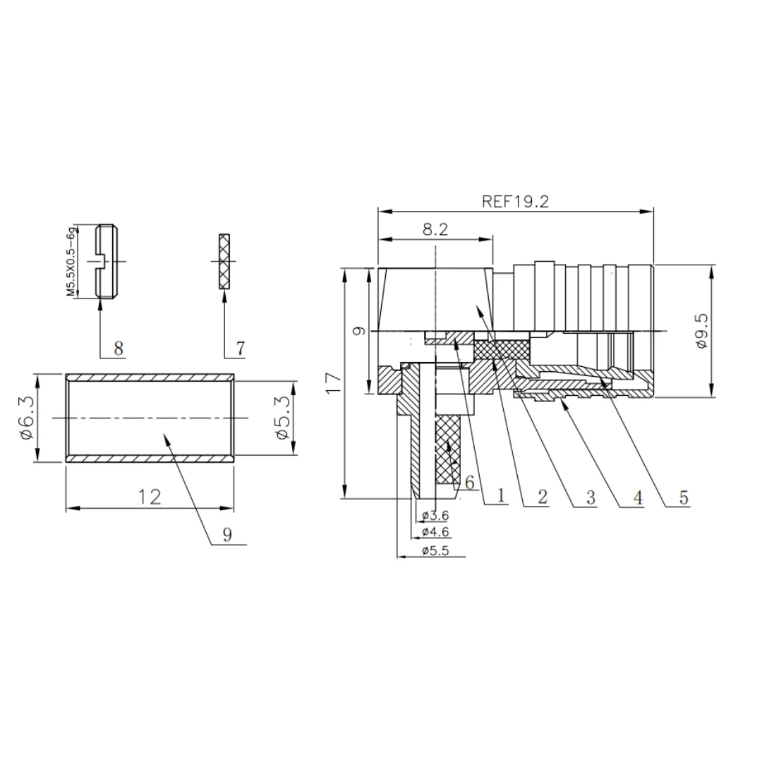 product source manufacturer qma c jw3 right angle connector crimp rg142 rg58 cable qma male connector rf coaxial connector-3
