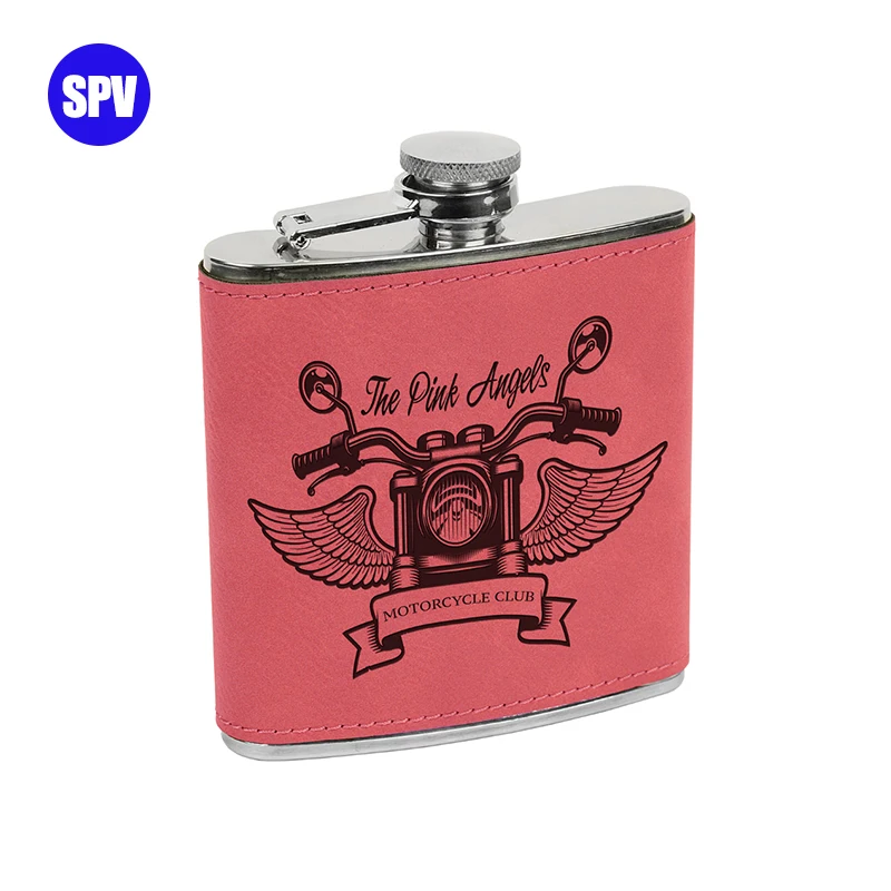 SUPERNOVA flask 6 oz black laser engraved flask, laser engraving blank leather flask