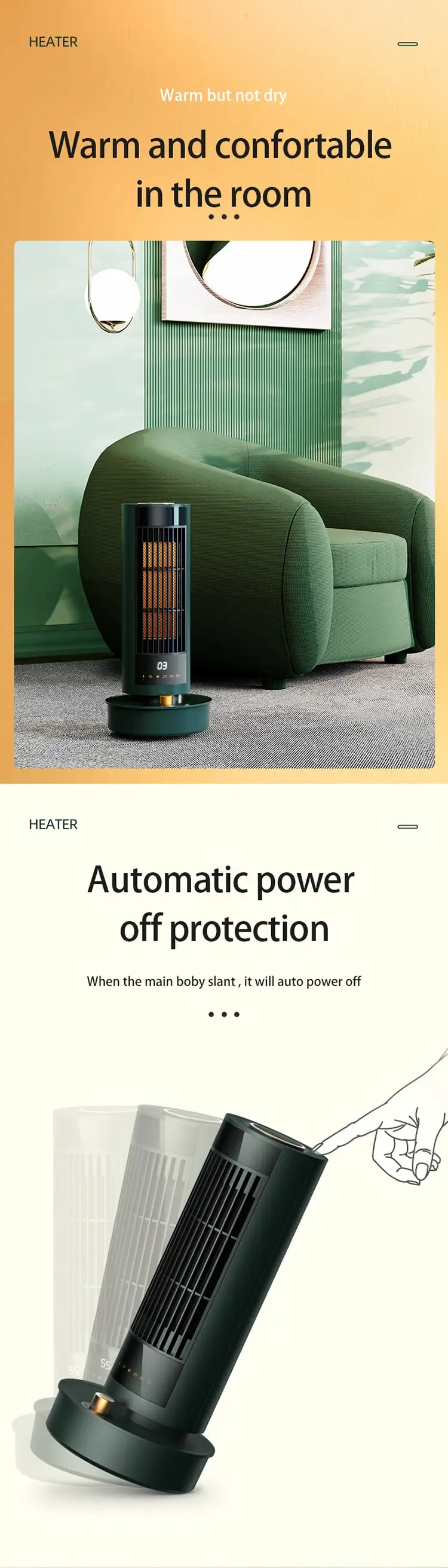 Vansu 2021 New 2 In 1 Hot Cool Tower PTC Electric Room Fan Heater