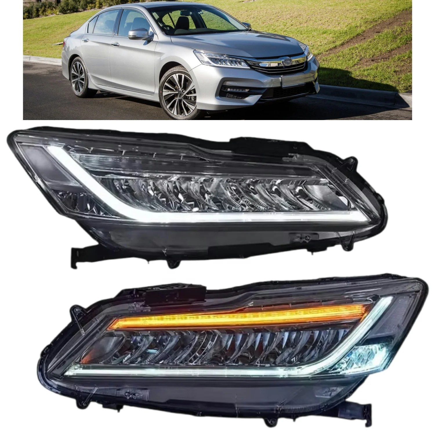 Accord 9.5TH Gen LED Headlight 2015-2017 Upgrade DRL Modified Front Light Head Lamp Turn Signal