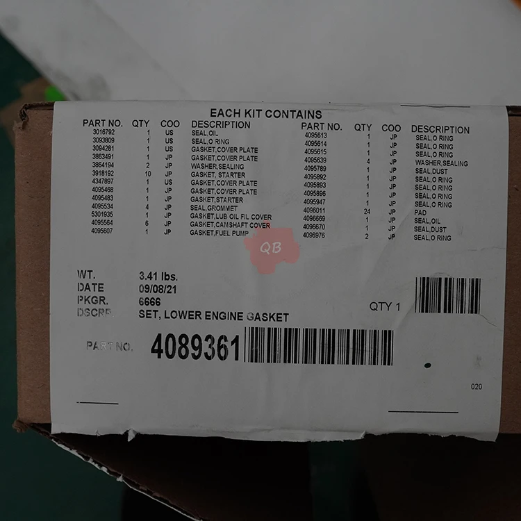 QSK23 4089361 diesel Engine G3 Diesel Engine Replacement Parts Cylinder Head Overhaul Lower Gasket Kit 4089360 4089361