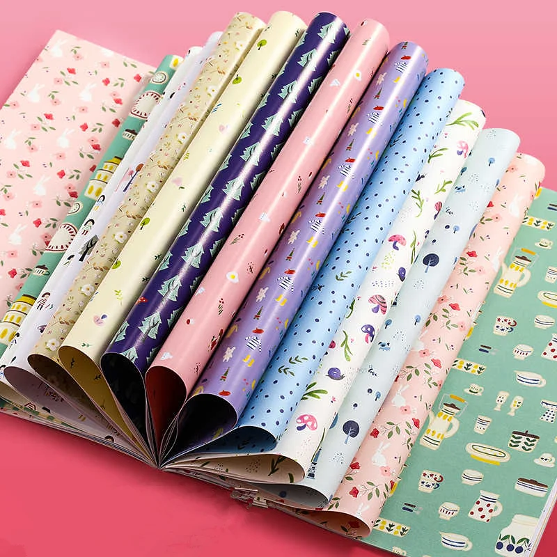 Multi Color Pink Blue Yellow Flower Customized Korean Wrapping Paper for Gifts Packaging