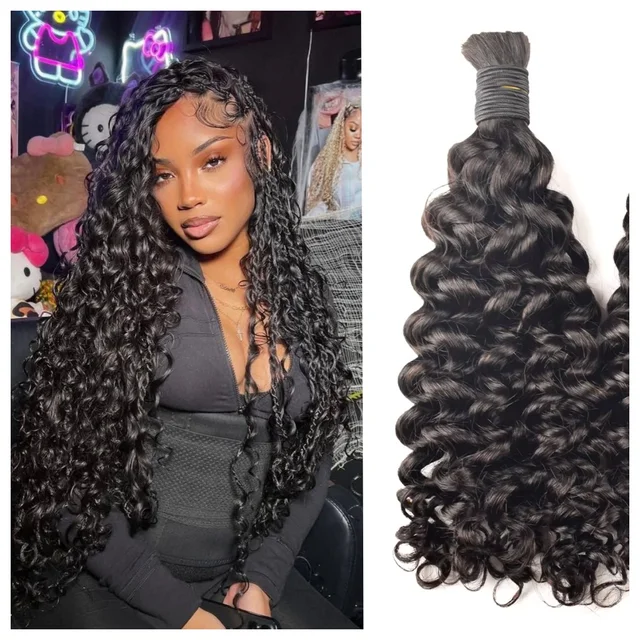 KAMA Wholesale 100% Human Hair Crochet Bulk Hair Extension Braiding Human Hair Bundles for Boho Braids