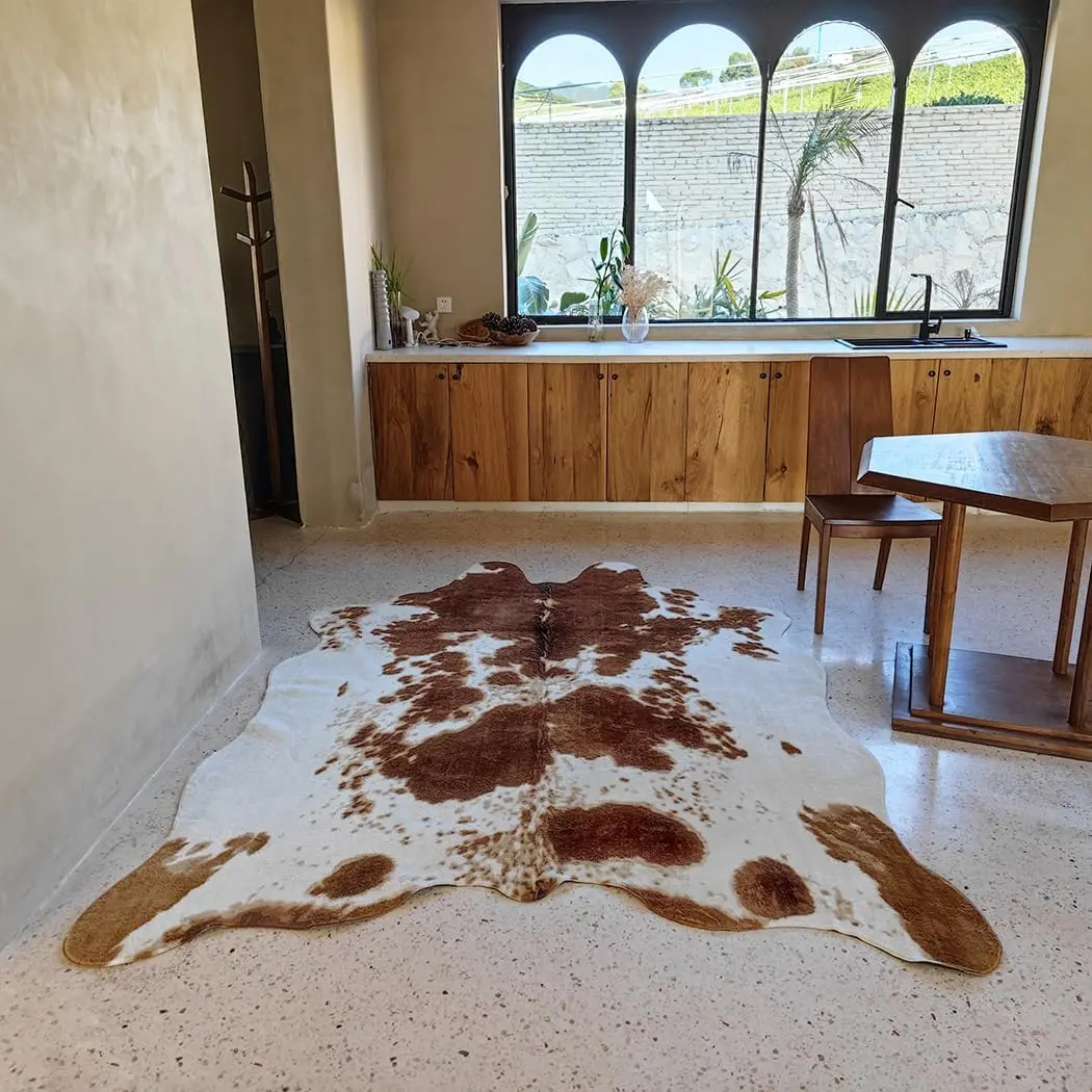 Premium Brown Cowhide Rug Faux Cowhide Rug Cow Print Faux Animal Skin