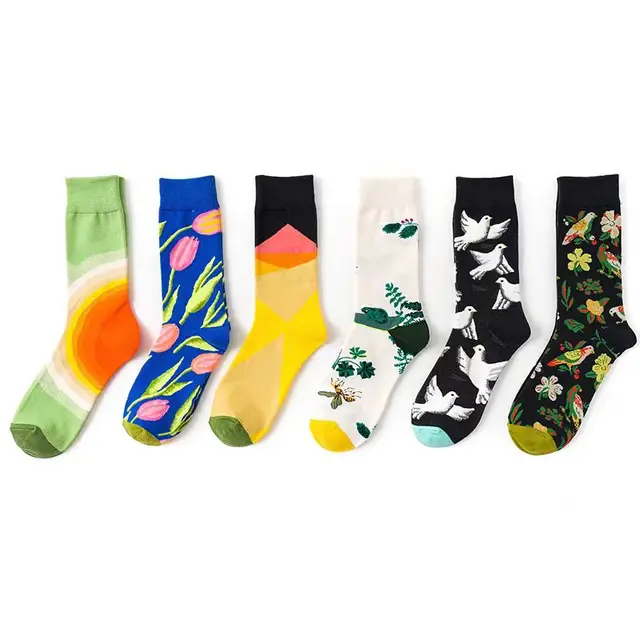 High Quality Funny Socks Full Cotton Jacquard Dress Socks Colorful Festival Crazy Happy Funny Socks