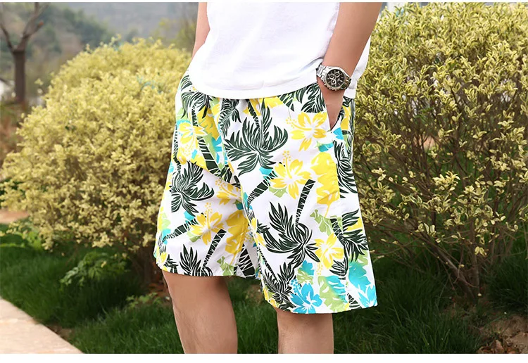 Summer casual polyester coconut tree printing mens oversize sports beach pants men's shorts325_voghion.com