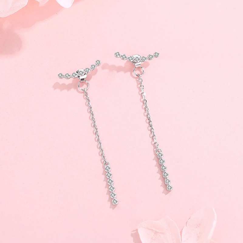 Manufacture Jewelry Elegant Long Earring Women Crystal Rhinestone Sterling Silver Korean Earring Dro(图5)
