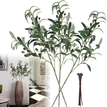 Artificial Plants Greenery Olive Branches Stems Green Leaves Fruits Leaves for Home Office Indoor Outside DIY Wreath Decor