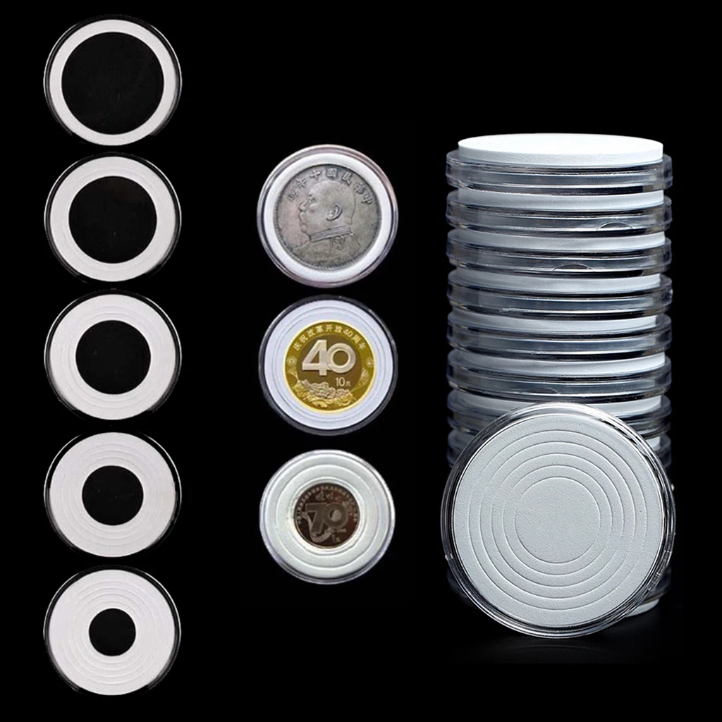 透明塑料40毫米40.6毫米46毫米硬币胶囊手柄XL硬币收集盒，带黑色泡沫间隔环，用于硬币盒存储| Alibaba.com