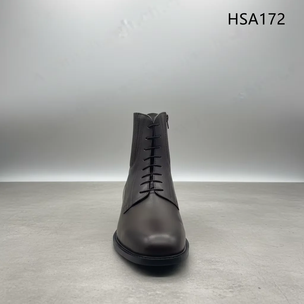 HY,Gala Dinner French Style Mid-cut Unisex Red-brown Dress Shoes Business Etiquette Uniform Dress Shoes with Heel Zipper HSA172