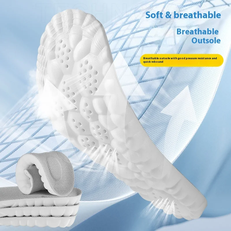 NEW Breathable Sweat Absorbing Soft Comfortable Unisex Height Increase Elevated Sports Insole Made PU Material Environmental