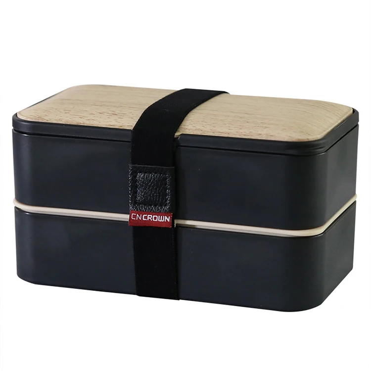 Ланч-бокс Bento с делителем и столовыми приборами для детей двухслойный из бамбукового волокна бамбуковой