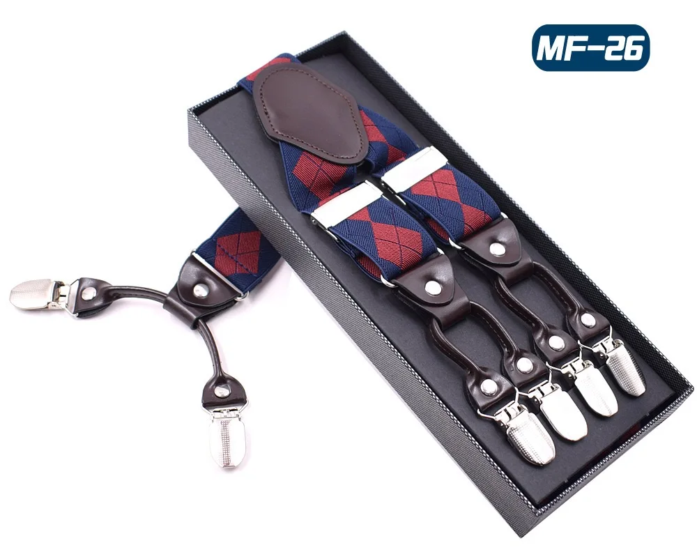 Подтяжки в клетку в британском стиле для мужчин, повседневные широкие Y-образные подтяжки для свадьбы, вечеринки, 3,5 см, эластичные подтяжки для брюк с 6 зажимами