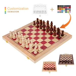Folding Chess Set Portable Travel Chess Board Game Sets Wooden Beginner Chess Set Intellectual Games for Children Adult Party