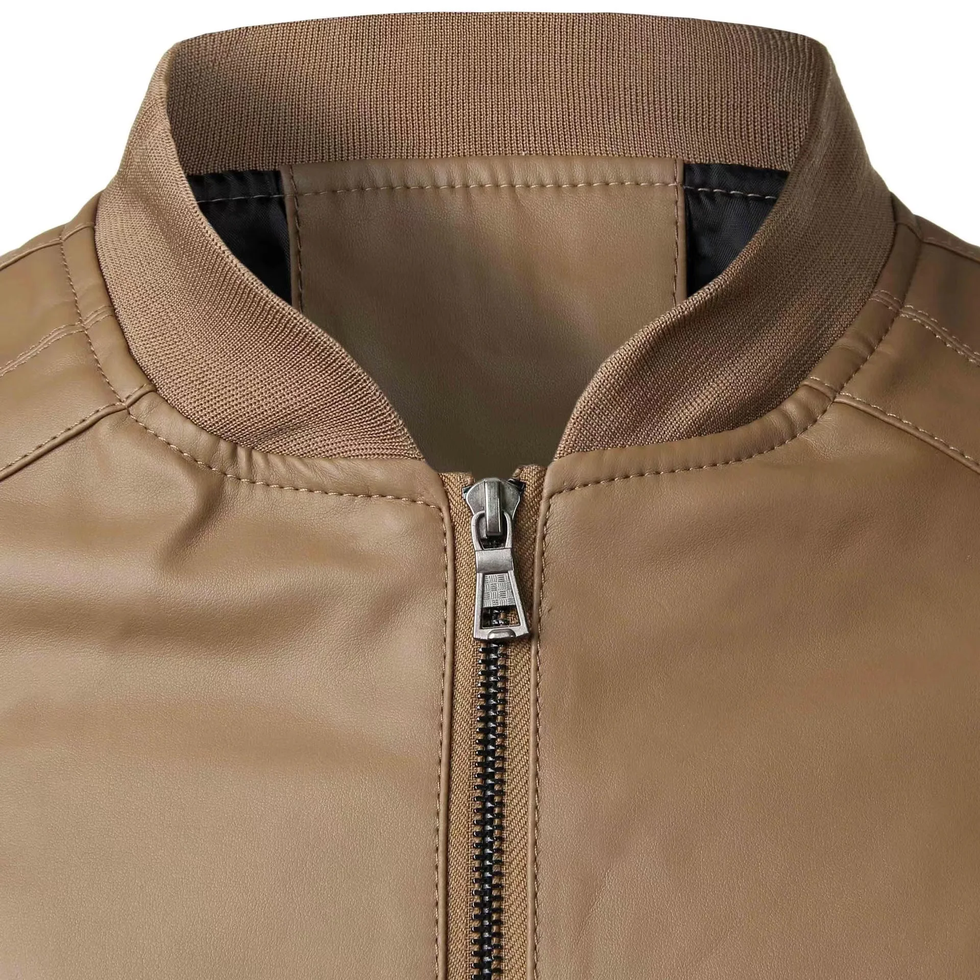 Men's Genuine Leather Biker Jacket Distressed Lambskin Coat_voghion.com