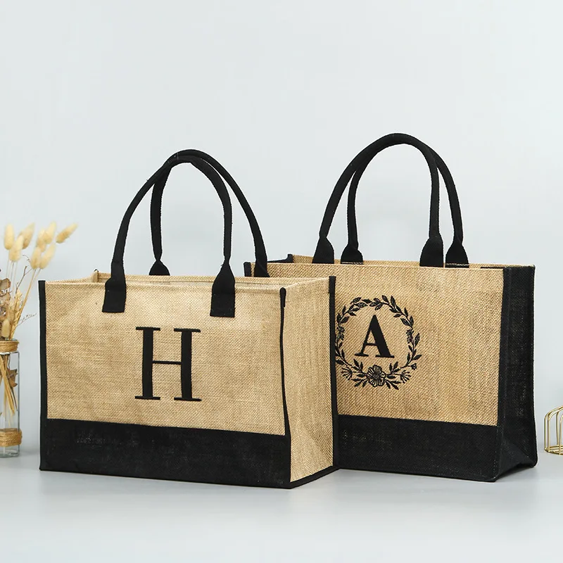 Eco Reusable Large Shopping Tote Burlap Jute Bag Custom Jute Bag With ...