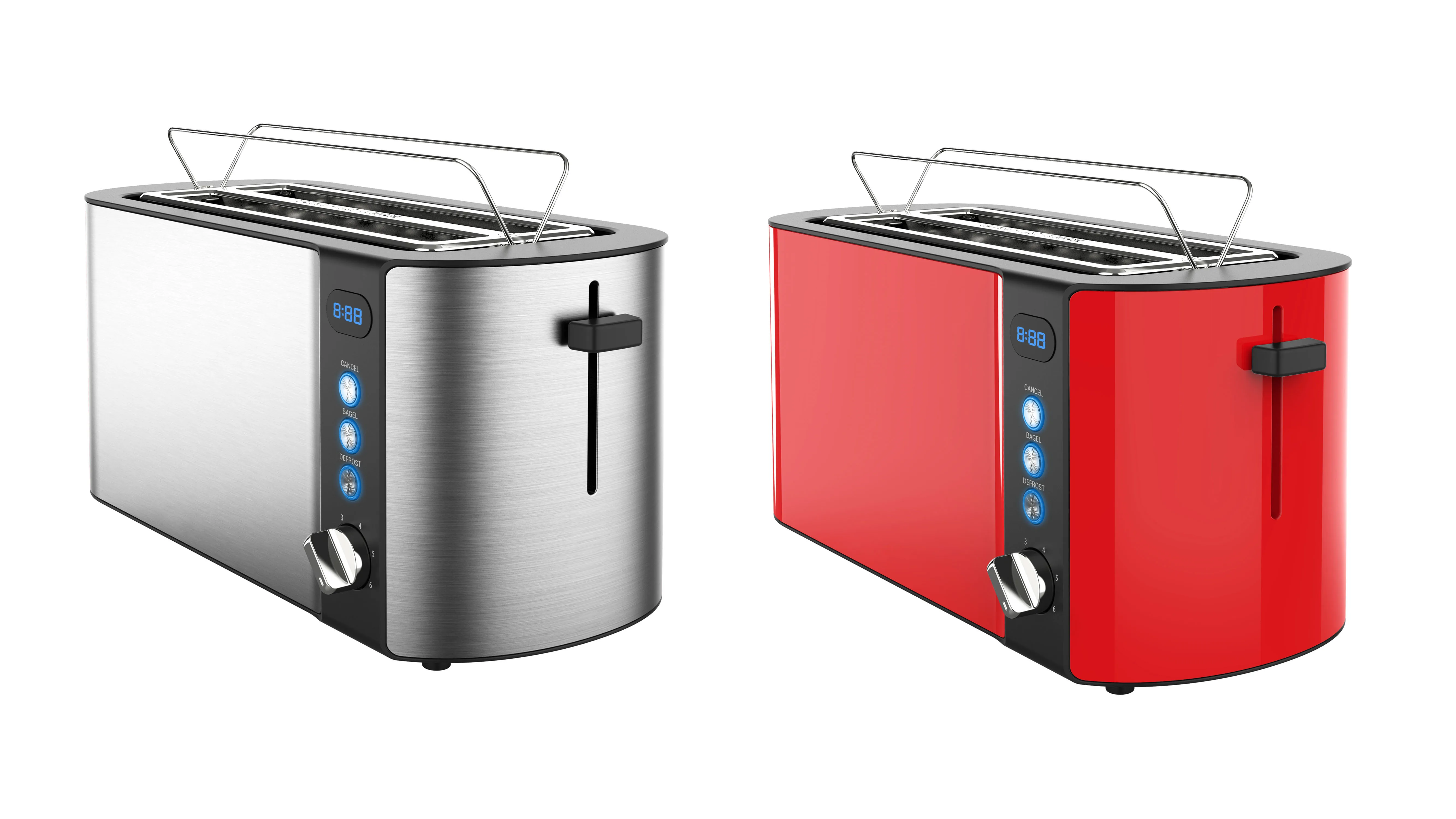 Vertical Unique Design Long Two Slice Custom Cereal Toaster with Timer Vintage Toaster with Stainless Steel Grill