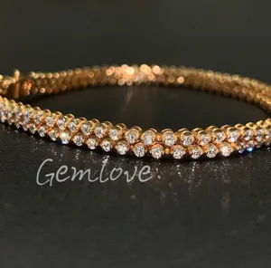 18K gold diamond double-layer bracelet, IGI-certified lab-grown round-cut diamonds, suitable as a gift for women