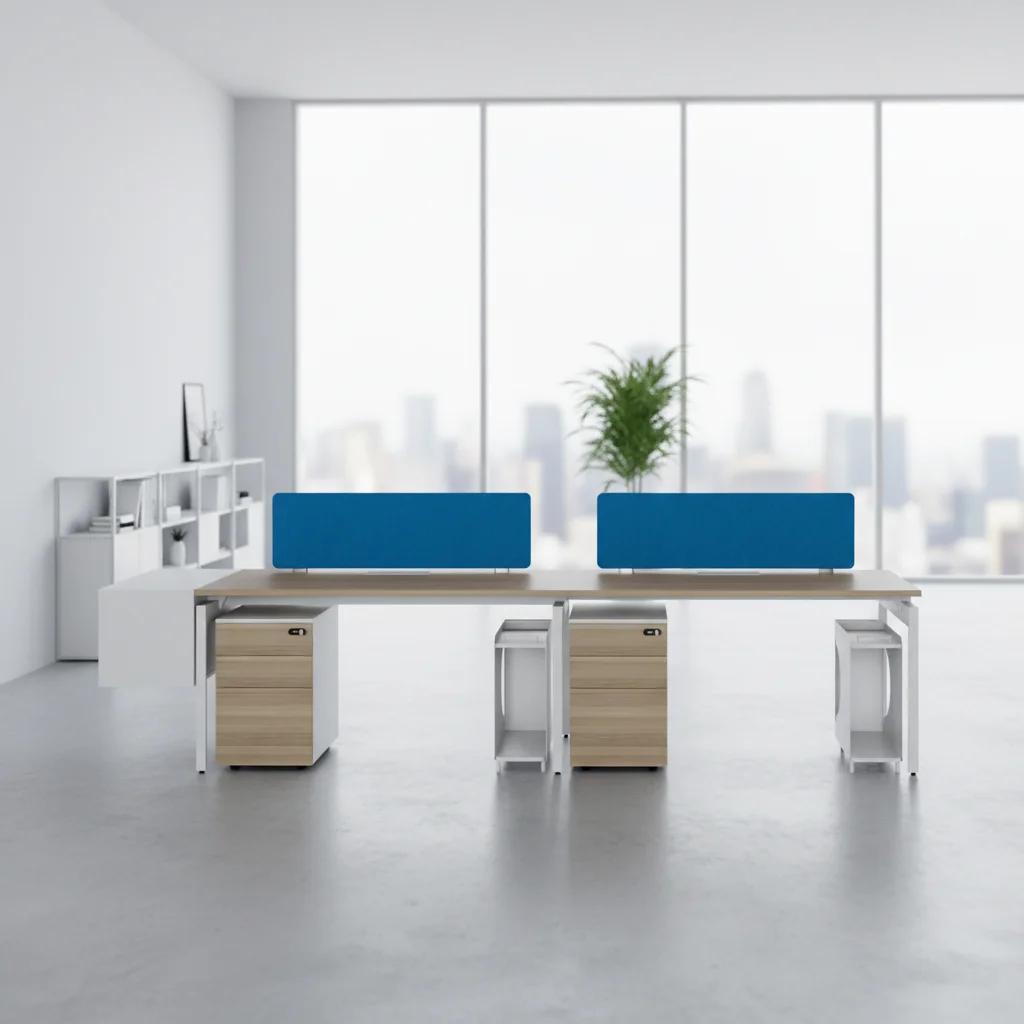 Modern Mid-Sized Wood Standing Work Desk with Cable Management Durable Design Freestanding Office Furniture 3