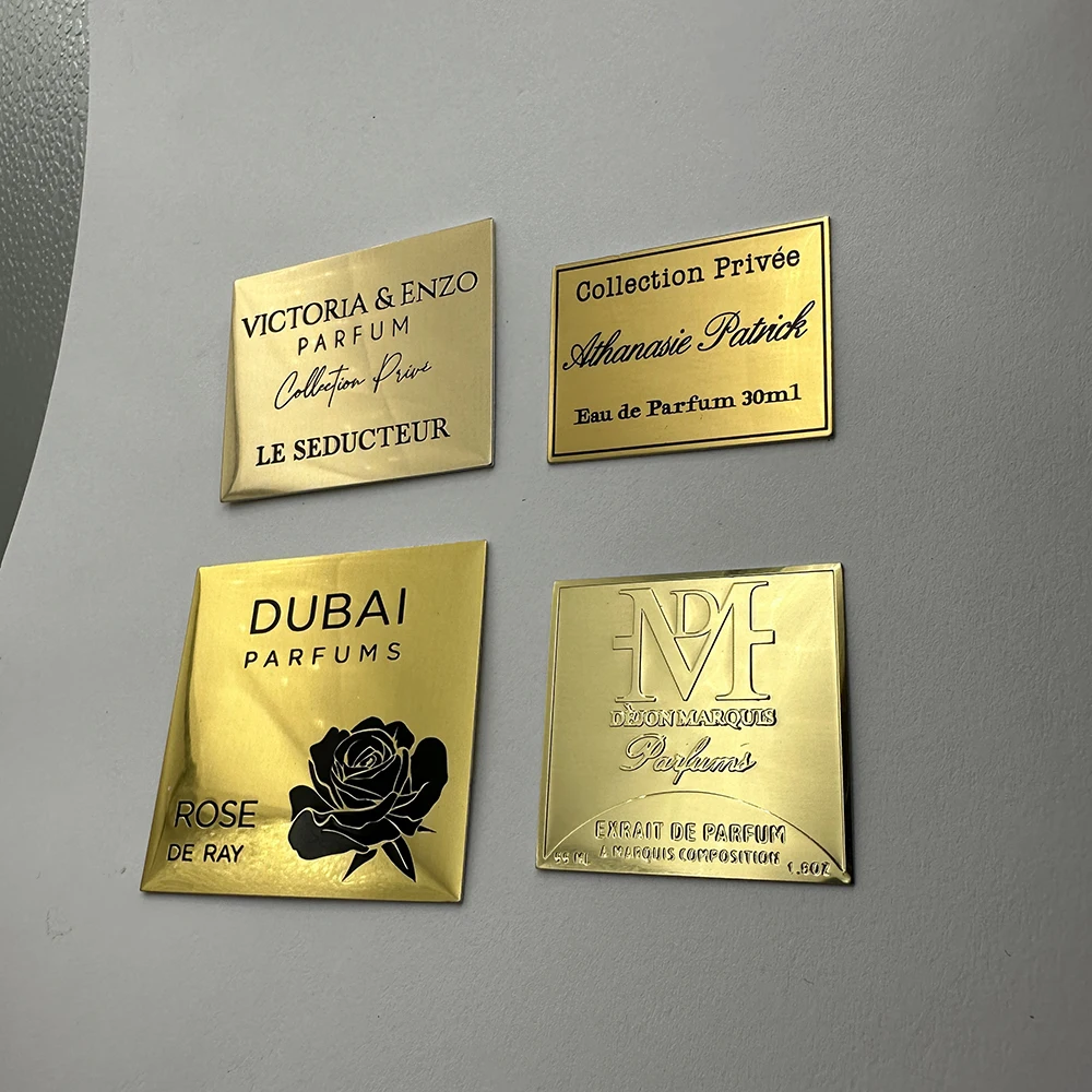 Custom Shiny Gold Private Brand logo 3D Embossed Metal Plate Aluminum ...