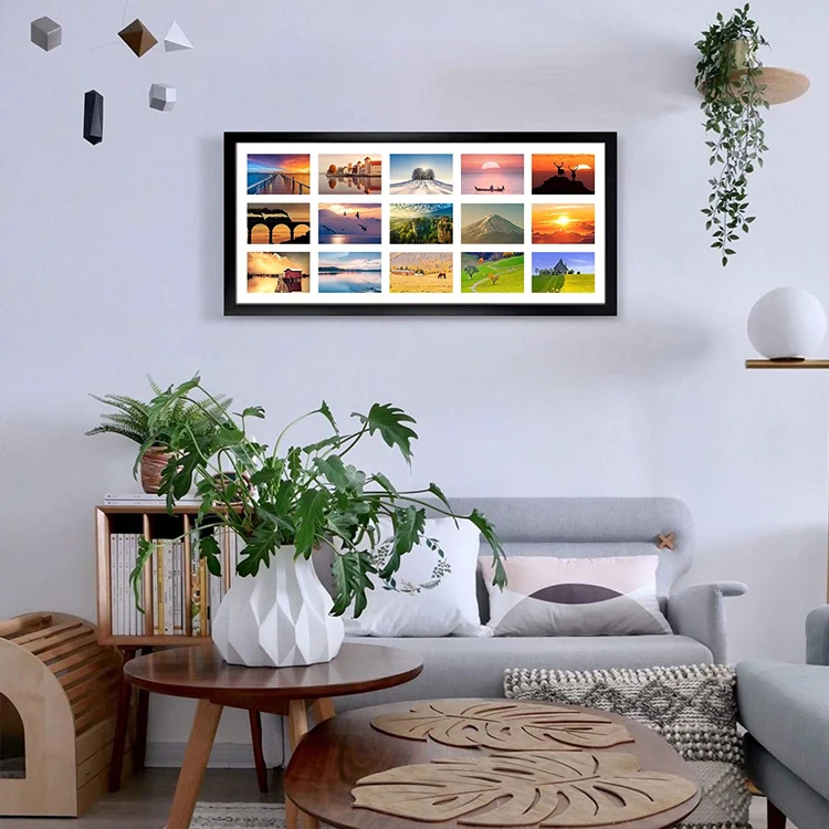 Pack 4x6 Collage Picture Frames with 15 Openings Multi Black Photo Frame with White Mat Displays 4x 6 Pictures