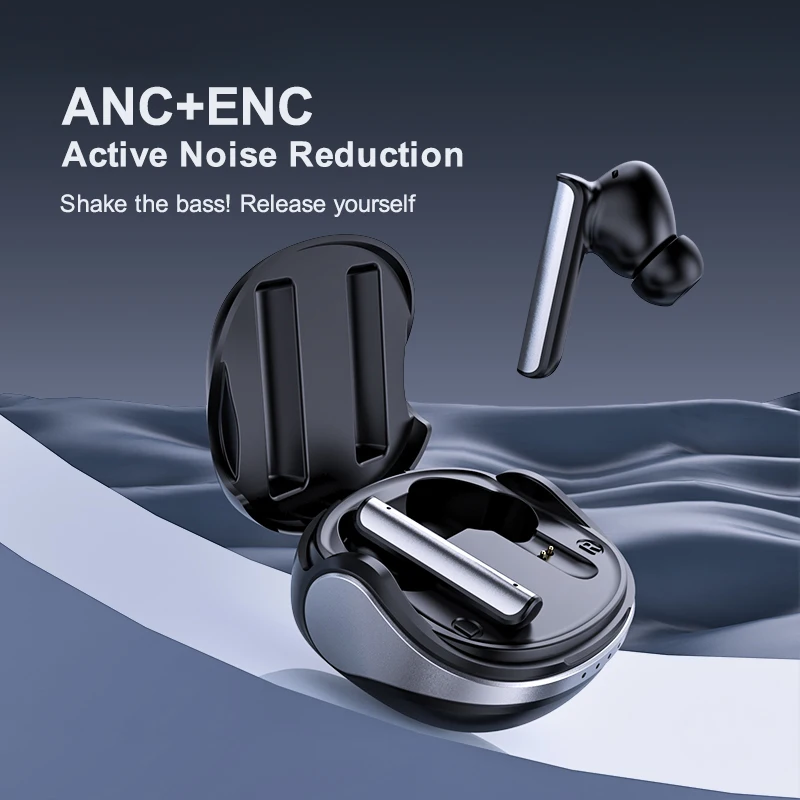 New Active Noise Cancelling ENC+ANC MICS TWS Wireless Headphone  Waterproof Gaming Headset Earphone