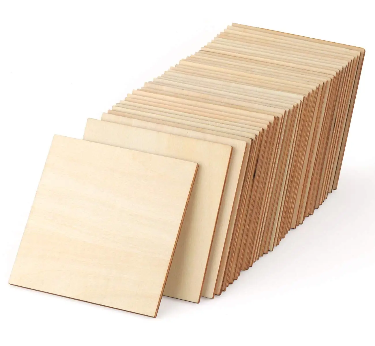 square Blank Laser Cutting Wood Natural Wooden Slices Unfinished Wood Pieces Diy Crafts Christmas Decoration Ornament Custom
