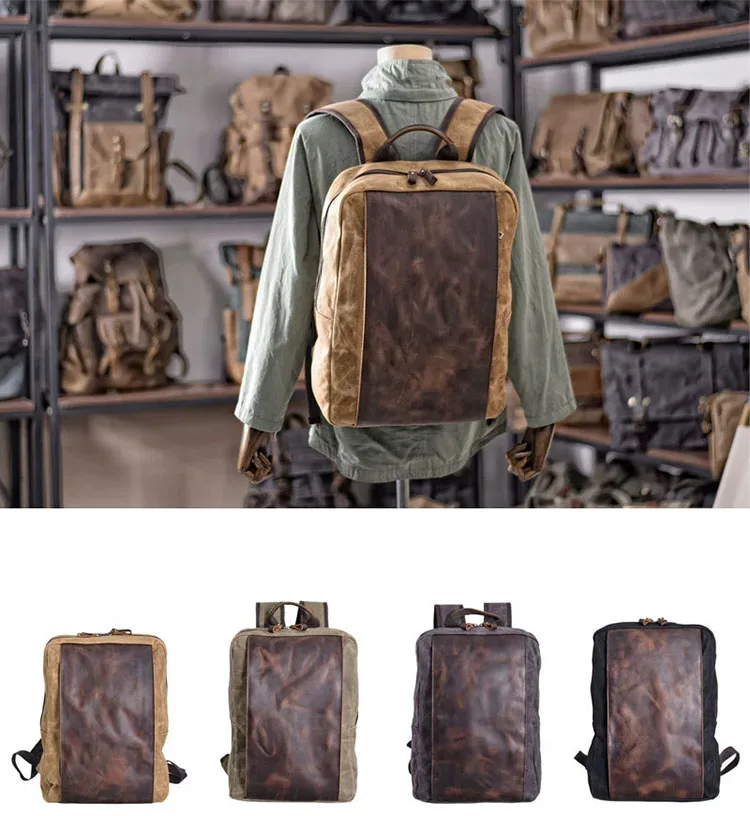 Sac à Dos En Cuir Vintage - Grand Format, Fait Main, Pour Homme, Voyage Et Ordinateur