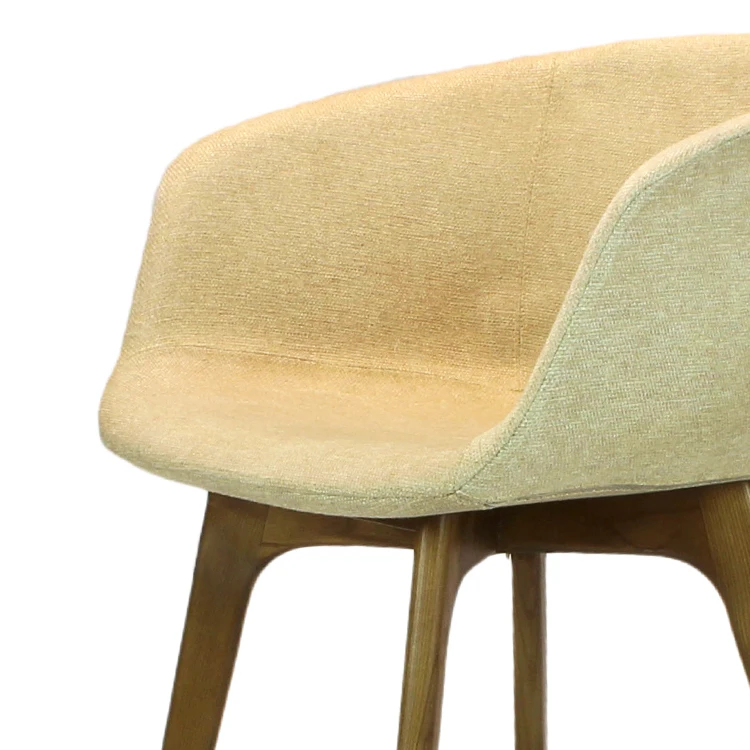 Modern Commercial Nordic Hotel Cafe Shop Furniture Comfortable Upholstered Cafe Solid Wood Legs Fabric Dining Restaurant Chairs