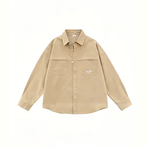 Men's Spring/Autumn New Long Sleeve Shirt Leisure Micro Label Solid Knitted Breathable 100% Cotton Retro Style Horn Button