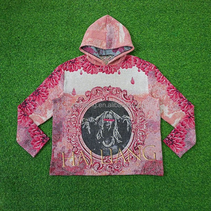 Custom High Street Fashion Woven Tapestry Hoodie Woman Unique Design