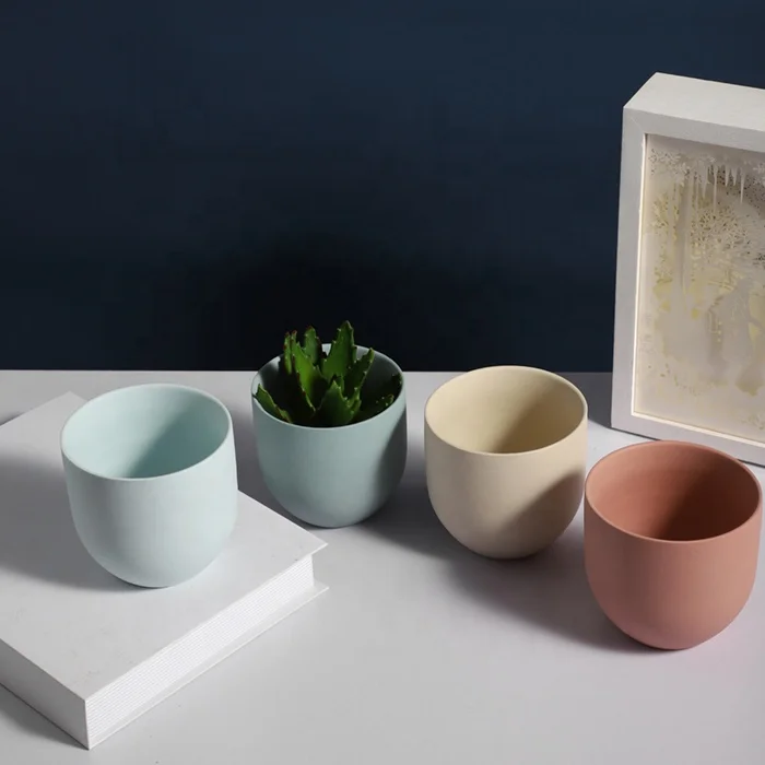YBH Wholesale Home Decor Cute Mini Ceramic Clay Cylinder Flower Pots Large Sheet Natural Plants Succulent Planters Flower Pots